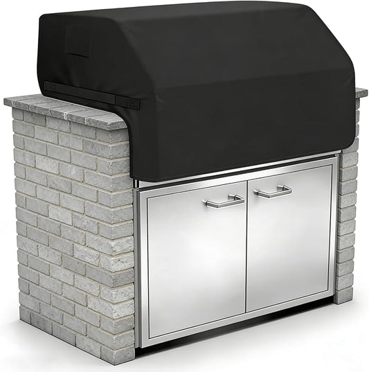Built-in Grill Cover 38 Inch for Outdoor Island Grill, 600D Premium Built in Barbecue Grill Top Cover with Straps for Napoleon, Bull, Blaze, KitchenAid, Coyote etc, 38" x 28"x 24"