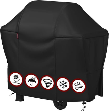 SHINESTAR 52 Inch Grill Cover for 49-52" Most 3-4 Burner Gas Grills, Heavy Duty Oxford Fabric BBQ Cover Waterproof UV Protection, Windproof with Magic Tape & Drawstring Bottom