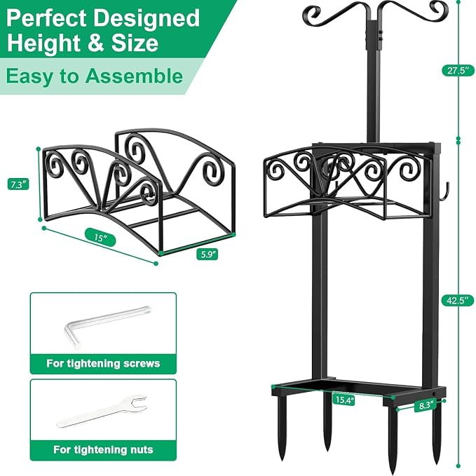 TomCare Garden Hose Holder Upgraded Heavy Duty Metal Water Hose Holder Holds 160 FT Hoses Sturdy Hose Reel Freestanding Outdoor Hoses Storage Hanger for Outside Yard Lawn