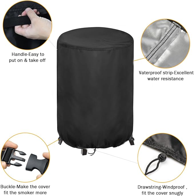 Smoker Cover Fit for Charbroil The Big Easy TRU-Infrared 3-in-1 Smoker, Waterproof Grill Cover Outdoor Smoker Covers (23" D x 23.5" W x 36" H)