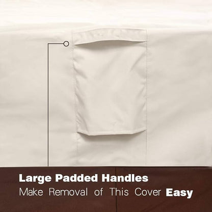 Vailge Waterproof Patio Furniture Set Cover with Padded Handles, Patio/Outdoor Table Cover, Patio/Outdoor Dining Square Table Chairs Cover(Small,Beige & Brown)