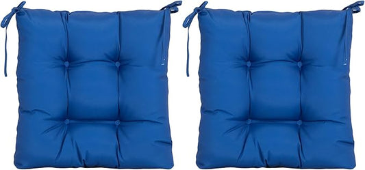 ARTPLANT Outdoor Dinning Seat Pads Cushions with Tie 19"x19"x4",Square Wicker Outdoor Tufted Chair Cushion,Set of 2,Navy Blue