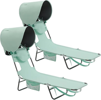 SUNNYFEEL Tanning Chair with Canopy, Face Down Lounger with Backpack Straps | 2-Pack Tanning Chair with Canopy, Face Down Lounger with Backpack Straps