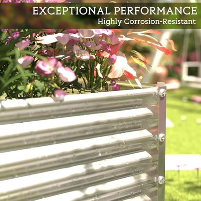 FRIZIONE 3pcs Tall 4x2x1.5ft Galvanized Raised Garden Bed Outdoor,Steel Garden Bed for Vegetables,Above Ground Garden Box for Flower,Metal Raised Beds for Gardening