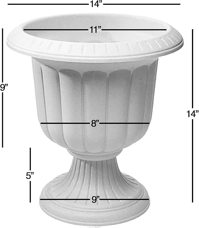 Novelty Classic Urn Garden Pot/Planter, Plastic, Stone Color - 14 Inch (2 Pack)