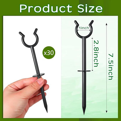 Taiyin 10 Pcs 3/4'' Garden Hose Holder Brackets Garden Guide Holder Decorative Outdoor Guide Stakes Support Spike Plant Tool to Keep Off Lawn for Yard (Black)