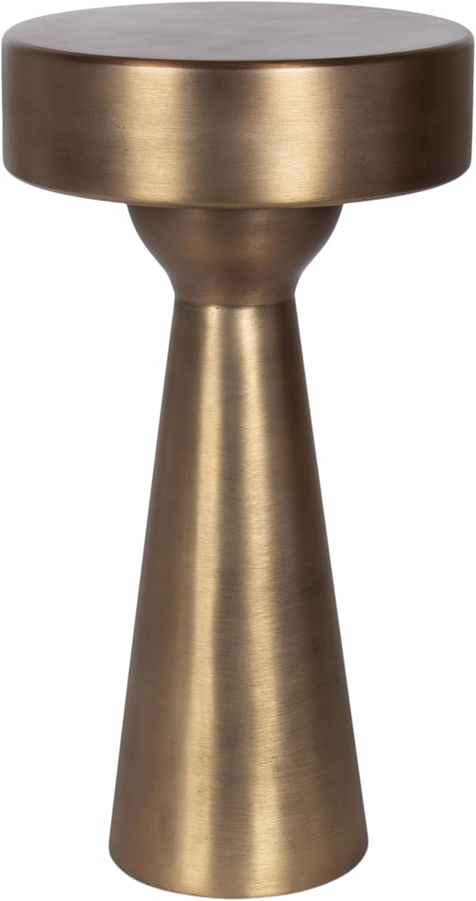 Kate and Laurel Solbrett Modern Sophisticated Metal Side Table, 12 x 12 x 22, Antique Brass, Contemporary Pedestal End Table with Unique Sculptural Design for Use as Bedroom Nightstand