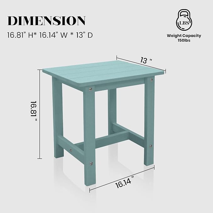 Meluvici Outdoor Side Table, Small Adirondack Side Table for Adirondack Chair - Indoor Outdoor End Table - HDPS (Dark Blue)