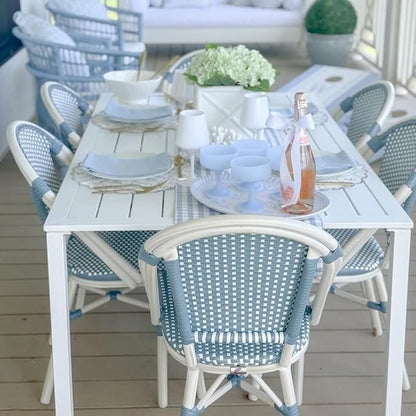 PURPLE LEAF Outdoor Dining Chair Set of 4 Hand-Woven Wicker Rattan Chairs for Outdoor Garden Kitchen Backyard Porch White Print Finish Patio Chairs Light Blue French Bistro Chairs