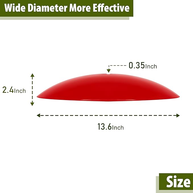 13" Bird Feeder Rain Cover,Smart Bird Feeder Umbrella,Birds House Dome Baffle,Hummingbird Feeders Guard for Shepherd's Hook Outdoors, (Bright Red), 3Pack