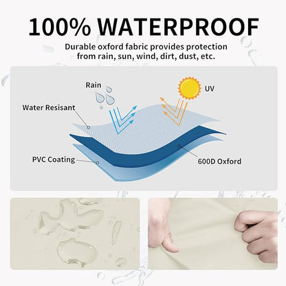 Easy-Going Heavy Duty Waterproof Outdoor 2-Seater Patio Couch Cover - Windproof with Air Vent (76Wx40Dx33H inch, Beige/Dark Brown)
