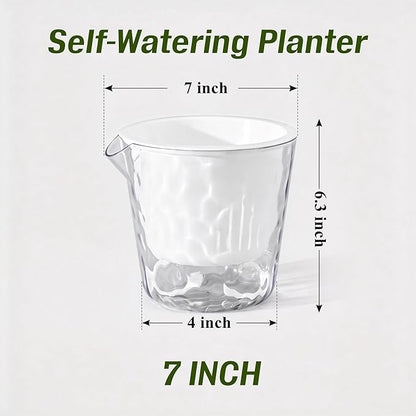 InmeRun Plant Pots Indoor Plastic Flower Pots Outdoor 7 inch Set of 4 Pack with Drainage Holes and Saucers for Garden Pots (self Watering 7in-4p)