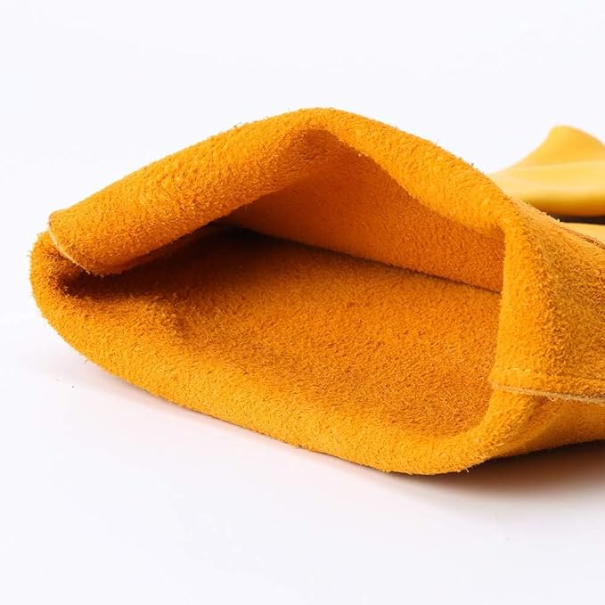 Acdyion Thorn Proof Gardening Gloves for Men & Women, Long Cowhide Leather Rose Pruning Gloves with Forearm Protection, Puncture Resistant Gauntlets for Cacti, Blackberries & Yard Work(yellow,Small)