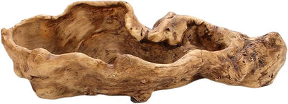 Driftwood Stump Log Resin Planter, Succulent Pot with Drainage Hole for Small Plants, Bonsai, Cactus, Indoor Outdoor Decor (Yellow)