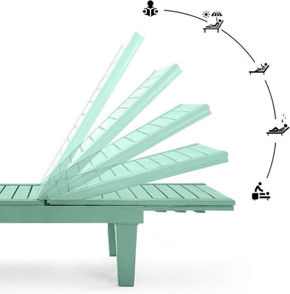 Nestl Sun Tanning Chair - Sage Green Chaise Lounge Chair Outdoor, Lightweight Pool Lounge Chairs Set of 12, Adjustable 5-Position Reclining Lawn Chair, Waterproof Beach Outdoor Lounge Chairs
