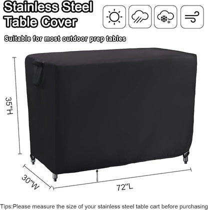 Kingling Outdoor Prep Table Covers, Waterproof Stainless Steel Table Cover Metal Table Cover Protection for Patio Kitchen Prep/Work Tables - 72''L x 30''W x 35''H