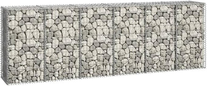 Galvanized Steel Gabion Wall with Covers, Gabion Mesh Wire Wall Panel Galvanized Steel Garden Stone Wire Basket Fencing Patio Decorative Fence, 118"x19.7"x39.4",-190