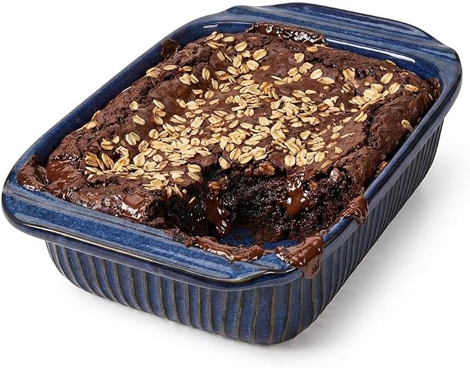 Artena Baking Dish 2.3 Quarts, Casserole Dishes For Oven, Baking Pan With Handles, Lasagna Pan Deep, Large Casserole Dish, Rectangular Ceramic Bakeware (Blue)