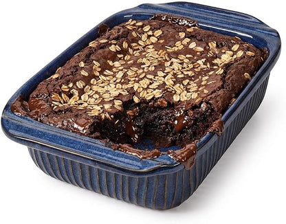 Artena Baking Dish 2.3 Quarts, Casserole Dishes For Oven, Baking Pan With Handles, Lasagna Pan Deep, Large Casserole Dish, Rectangular Ceramic Bakeware (Blue)