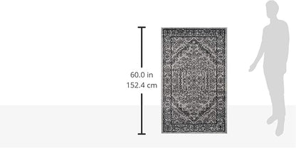 SAFAVIEH Adirondack Collection Accent Rug - 3' x 5', Silver & Black, Oriental Medallion Design, Non-Shedding & Easy Care, Ideal for High Traffic Areas in Entryway, Living Room, Bedroom (ADR108A)