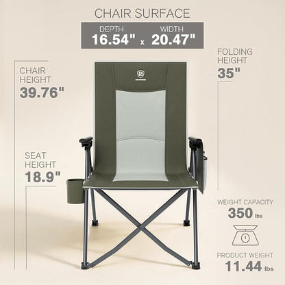 EVER ADVANCED Reclining Camping Chairs for Adult Lightweight, Folding Recliner Chair with Adjustable Back, 4-Level Lounge Chairs, Portable Lawn Chairs for Patio Balcony, Supports 350lbs Green