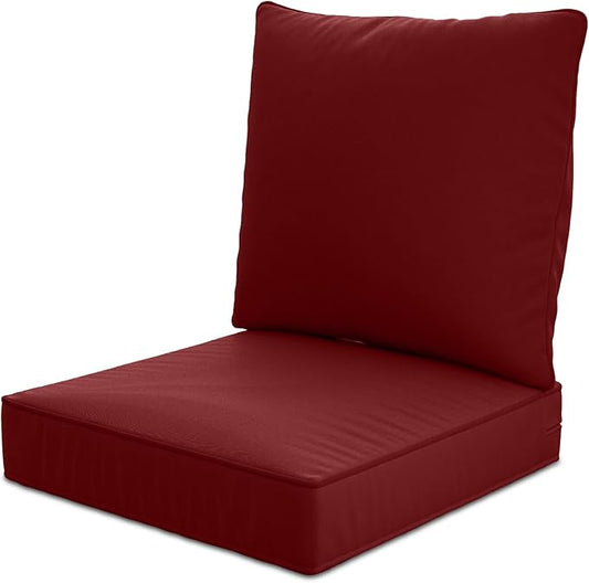 24" x 24" x 6" Outdoor Deep Seat Cushions Set - Waterproof & Fade Resistant Patio Furniture Replacement Cushions, Non-Slip Outdoor Cushions Fit Loveseats, Couches, Chairs, and Sofas.