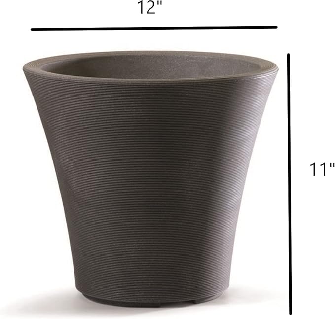 Garden Elements Indoor/Outdoor Resin Pamploma Round Planter, Cappuccino 12"