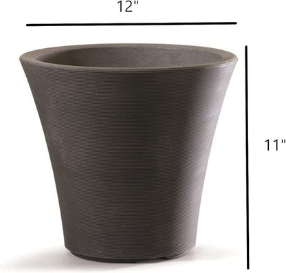 Garden Elements Indoor/Outdoor Resin Pamploma Round Planter, Cappuccino 12"