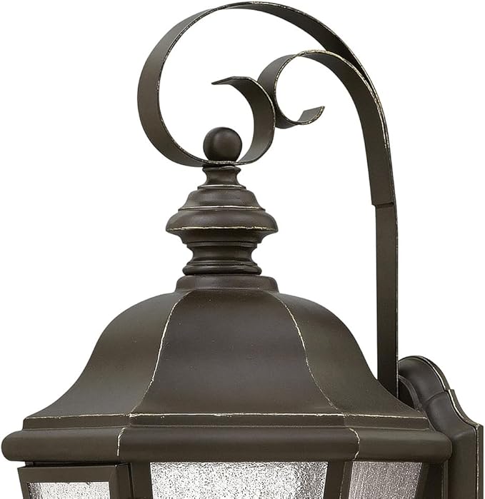 Hinkley Edgewater Medium Wall Mount Outdoor Lantern - Aluminum, Clear Seedy Glass, Traditional - Oil Rubbed Bronze Finish