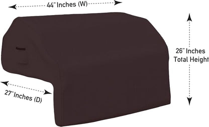 Covers & All Built-in Grill Cover for Outdoor Grill – Heavy Duty 12 oz Waterproof Built-in BBQ Grill Cover, PVC-Coated Polyester with Elastic Hem for Snug Fit (44 x 27 x 26 inches, Coffee)