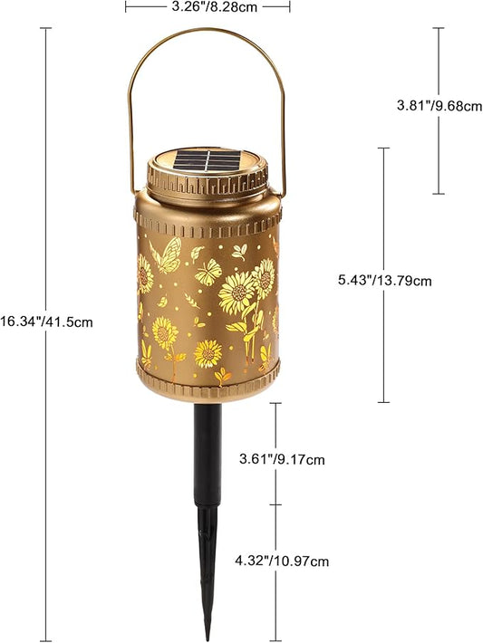 Cooo 6 Pack Solar Lanterns Outdoor Waterproof - Sunflower Gold Solar Pathway Lights Landscape Path Lights Christmas Lights Gifts for Women Mom Grandma for Garden Yard Patio Backyard Porch Decorations