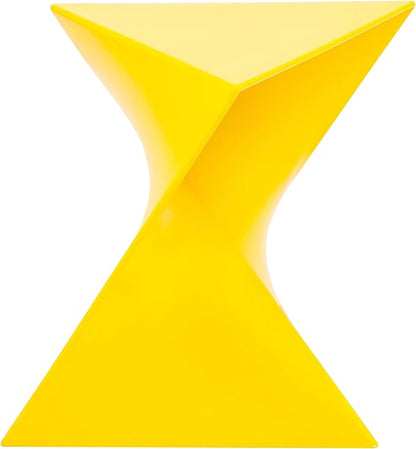 LeisureMod 15.75" Stackable Weather-Resistant Plastic Triangular Side Table - Accent End Table for Indoor & Outdoor Use (Yellow, Set of 4)