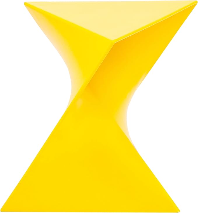 LeisureMod 15.75" Stackable Weather-Resistant Plastic Triangular Side Table - Accent End Table for Indoor & Outdoor Use (Yellow, Set of 2)