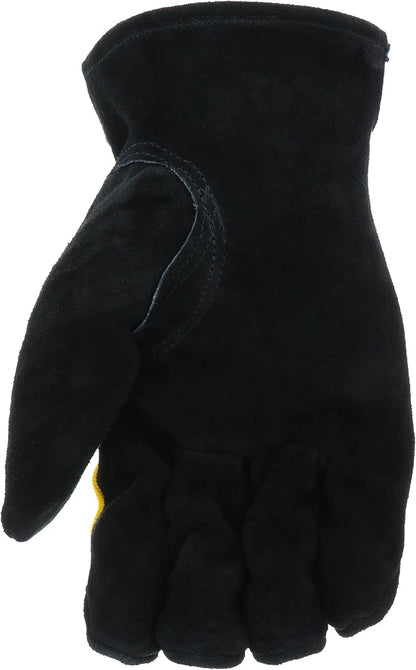 Cat Men's Split Leather Thermal Lined Winter Work Gloves, Cold weather Protection, Abrasion Resistant, Knuckle Backing, Yellow/Black, Large (CAT01222L)