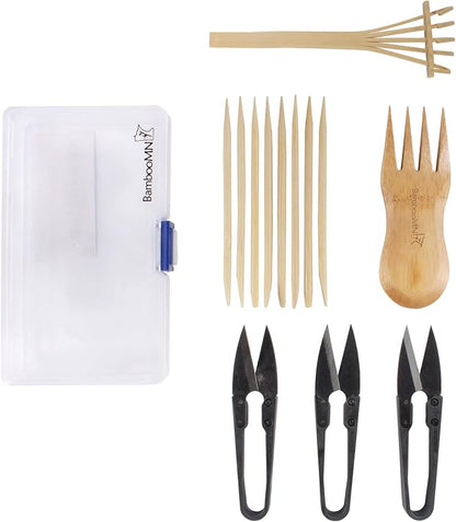 BambooMN Bonsai Tree Pruning Trimming Starter Tool Kit - Leaf Trimmers, and Bamboo Rake - 30 Sets