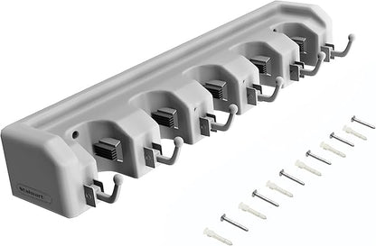 Wall Organizer with Adjustable Slots and Hooks - Wall-Mounted Tool and Broom Holder - Organization and Storage for the Kitchen and Garage by Stalwart
