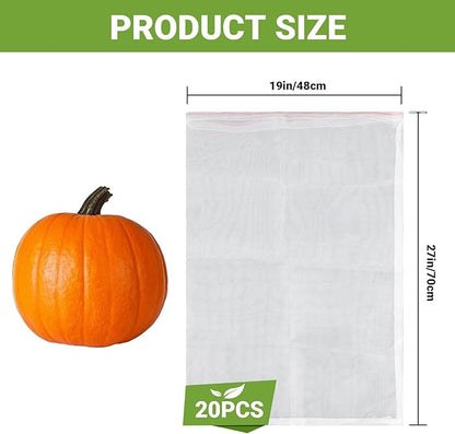 Mesh Fruit Tree Bags, 20 Pack 27 x 19 inch Plants Protection Netting Bags with Drawstring, Insect Bird Bug Barrier Net Cover for Garden Flower Bananas Vegetables Fruits Tree Shrub