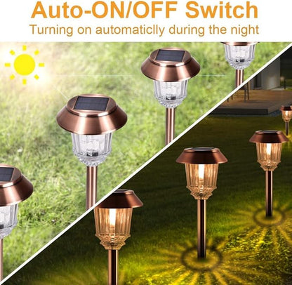 XMCOSY+ Solar Pathway Lights Outdoor - 6 Pack Solar Garden Lights, 10-40 LM Dimmable Solar Lights Outdoor Waterproof Auto On/Off IP 65 Solar Powered Landscape Lighting for Patio Walkway Driveway