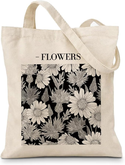 Floral Canvas Tote, Women Weekend Bags, Reusable Grocery Canvas Bag, Large Two Sided Printing Tote Bags