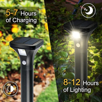 Solar Outdoor Lights with Motion Sensor – Waterproof LED Pathway Lights for Yard, Garden, Walkway, Driveway – Auto On/Off, Easy Installation (4 Pack)