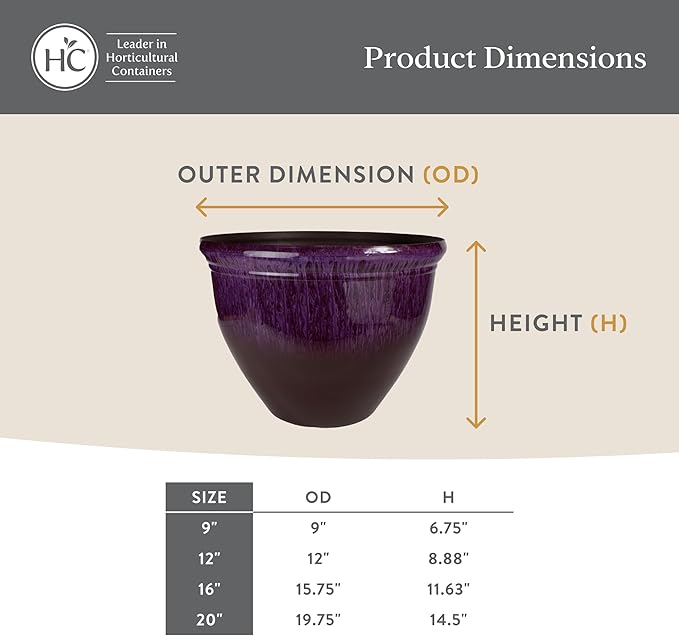 The HC Companies Pizzazz Decorative Round Flower Pots w/Ceramic Look - UV-Resistant Decorative Pot for Outdoor & Indoor Plant Pots - Modern Planter for Flower, Herbs (12” Warm Red, Pack of 1)