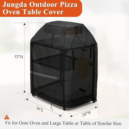 Outdoor Pizza Oven Table Cover for Ooni Oven and Large Table, Outdoor Bar Table Cover Waterproof Heavy Duty for Patio Grill Table - 36''L x 28''W x 52''H