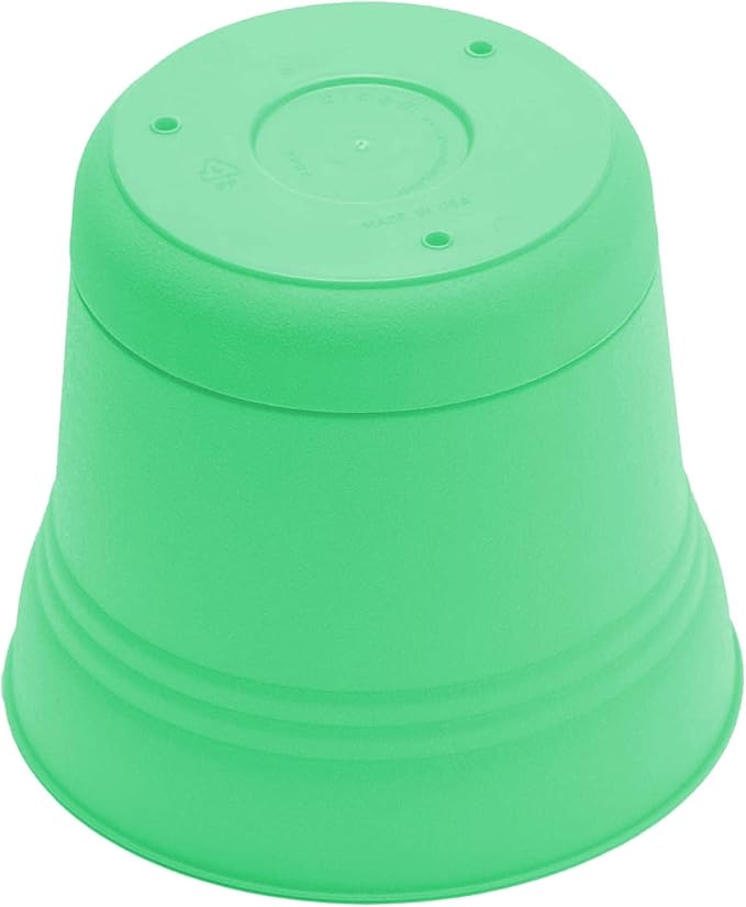 Bloem Saturn 7" Mint Green Round Resin Planter Pot with Snap-in Saucer for Indoor and Outdoor Gardening