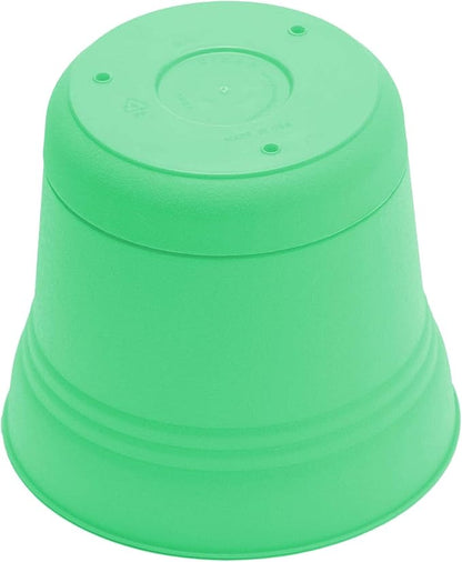 Bloem Saturn 12" Mint Green Round Resin Planter Pot with Snap-in Saucer for Indoor and Outdoor Gardening