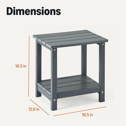 Amazon Basics Outdoor Side Table with Lower Shelf, Weather-Resistant Stainless Steel, 41.91cm x 32cm x 41.91cm, Grey, 1-Pack