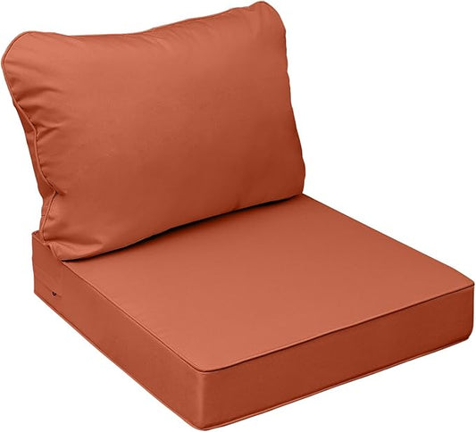 AAAAAcessories Outdoor Seat Cushions for Chairs, Fade-Resistant, Waterproof Patio Furniture Replacement Cushions, 21" x 21" x 3" + 21" x 17", Rust
