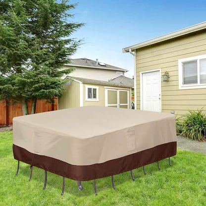Vailge Waterproof Patio Furniture Set Cover with Padded Handles, Patio/Outdoor Table Cover, Patio/Outdoor Dining Square Table Chairs Cover(Small,Beige & Brown)