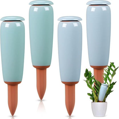 LemonRoad 4 Pack Terracotta Watering Spikes Plant Self Watering Globes Devices Large 17.5 oz Potted Plant Waterer Automatic Planter Inserts for Indoor Outdoor Plants