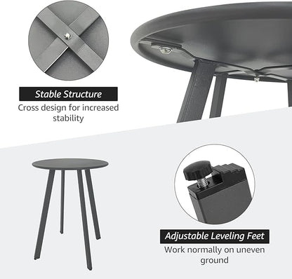 Meluvici Outdoor Side Table, Weather Resistant Patio Small Outdoor Indoor Round Metal Steel Small Side Table, Waterproof End Table for Garden Balcony Yard, Grey