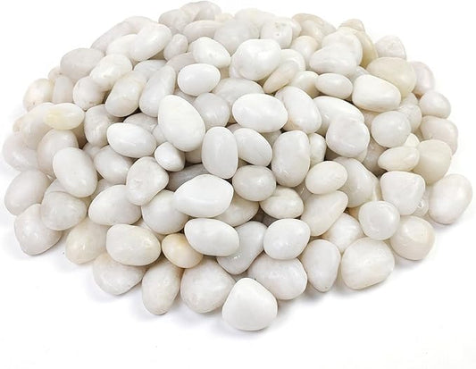 YISZM White Pebbles for Indoor Plants, Natural Polished River Rocks, Small Decorative Stones for Planters Vase Fish Tank Aquariums Landscaping Garden, 5lbs